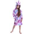 thumbnail image 1 of KAWELL Soft Hooded Rainbow Bathrobe Sleepwear for Girls, 1 of 2