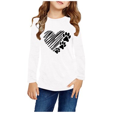 Birdeem Chemises à Manches Longues pour Filles Chemises à Manches Longues pour Filles à Imprimés Jolis Chandails Ras du Cou Hauts Blouses Habillées Décontractées Vêtements Chemises à Manches Longues pour Filles