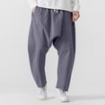 thumbnail image 1 of Yusimy Men's Casual Drop-Crotch Pants Elastic Waist with Drawstring Solid Color Loose-Fit Streetwear Style Functional Trousers with Pockets, 1 of 5