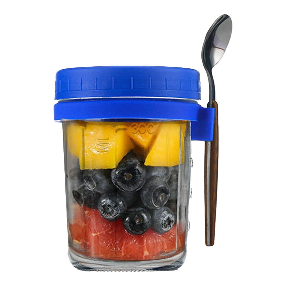 FeiraDeVaidade Overnight Container With Lid And Spoon Overnight Jars Portable Mason Jars With Lid