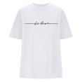 thumbnail image 4 of JIRNDf Hauts pour Femmes Tendance d'Été T-Shirts Surdimensionnés à Imprimé de Lettres Col Rond Manches Courtes Manches Courtes Décontracté Ample Sport Décontracté Uni Adolescentes Jolis T-Shirts Graphiques pour Femmes Chemises Blanc TTG, 4 of 4