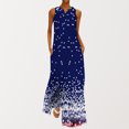 thumbnail image 1 of Robes d'Été pour Femmes 2023 Tendance Mode pour Femmes Col en V Sans Manches Été Soirée Fête Imprimé Dames Poche Gilet Longue Robe Taille Empire Robes pour Femmes 2023 en Liquidation, 1 of 6