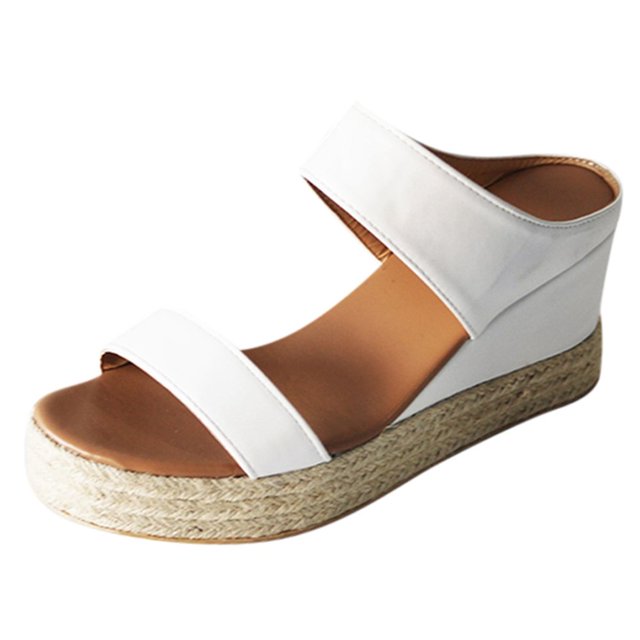 Sandale Décontractée pour Femmes à Bout Ouvert, Espadrilles à Plateforme Compensée avec Bride Élastique
