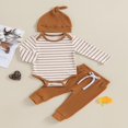 thumbnail image 2 of Baby Clothes Set  Romper with Long Sleeve Striped Pants and Hat, 2 of 9