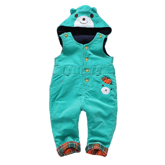 KIDSCOOL SPACE Baby Denim Overall,Hooded Little Kid Jean Jumper,Blue,3-4 Years