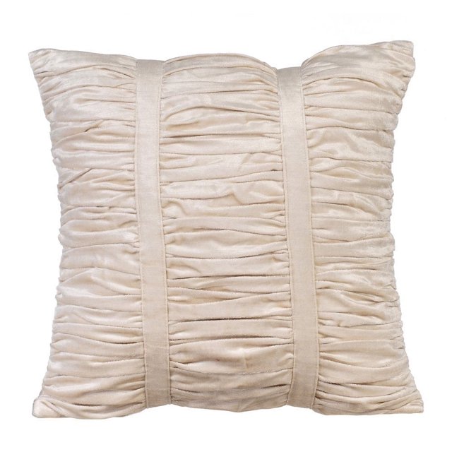 Pillow Covers, Decorative Pillow Covers, Ivory 20x20 inch (50x50 cm) Gathered Fabric Pattern Decorative Pillow Covers, Solid Color Throw Pillow Covers, Modern - Soft Ivory Beauty