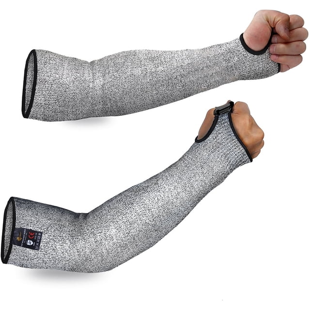 45cm Coupe Manches Résistantes avec Trou de Pouce Niveau 5 Protection Coupe Bras Protection Manches Bras Manches Jardinage Bras Protecteurs Gants Sécurité Protection Gants de Travail (avec Pouce Ho