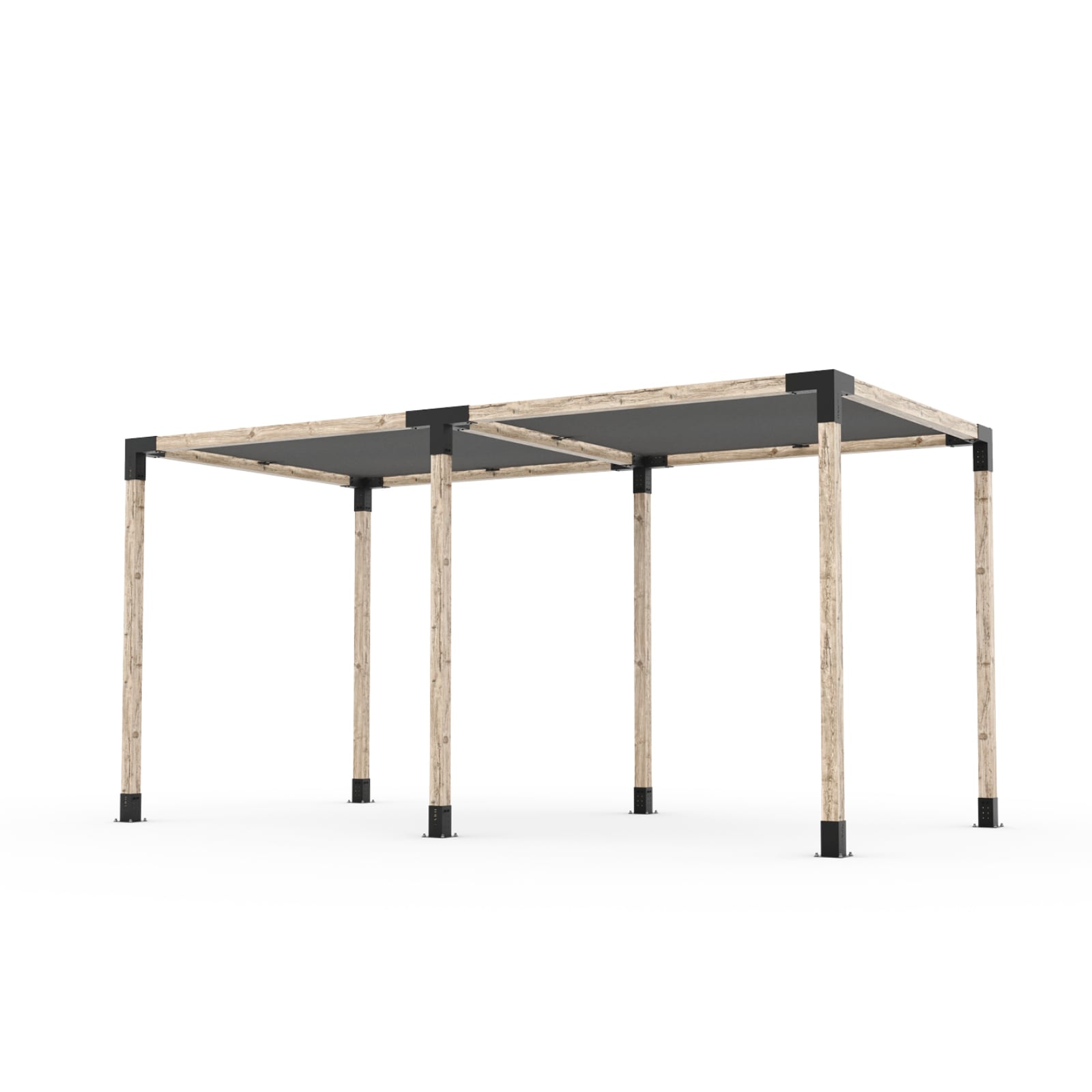 Toja 8' X 24' Double Pergola Kit With 2 Shade Sails For 4X4 Wood Posts