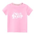 thumbnail image 1 of Penkiiy Tout-Petits Enfants Garçons Filles Mode Mignon Col Rond Imprimé Manches Courtes Haut 3-4 Ans Rose, 1 of 5