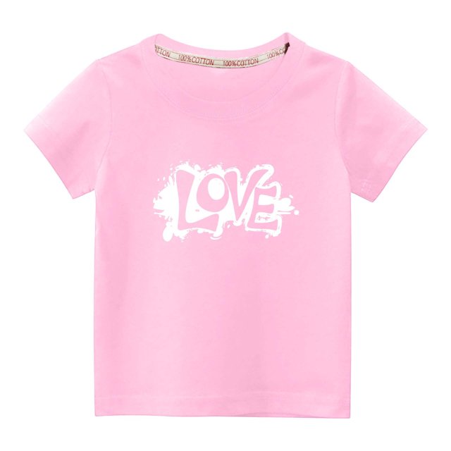 Penkiiy Tout-Petits Enfants Garçons Filles Mode Mignon Col Rond Imprimé Manches Courtes Haut 3-4 Ans Rose