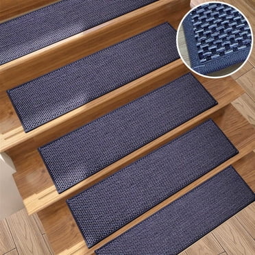 Amzcrzy Staircase Mats Imitation Linen Needle Stair Mat8X30Cm Non-Slip Carpet Stair Treads Non-Slippery Rug Slip Resistive Indoor Runner for Kids Elders and Pet with Reusable Adhesive Bathroom Rugs