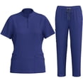 thumbnail image 1 of GreatBaby Ladies' Solid Color Pocket Stretch Nurse Work Clothes Spring Summer Lightweight Breathable Loose Hand Washing Clothes Set(Dark Blue,XXL), 1 of 8
