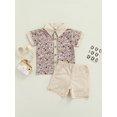 thumbnail image 2 of Kmbangi Floral Print Turn-Down Collar Short Sleeve Shirt+ Solid Color Shorts, 2 of 9