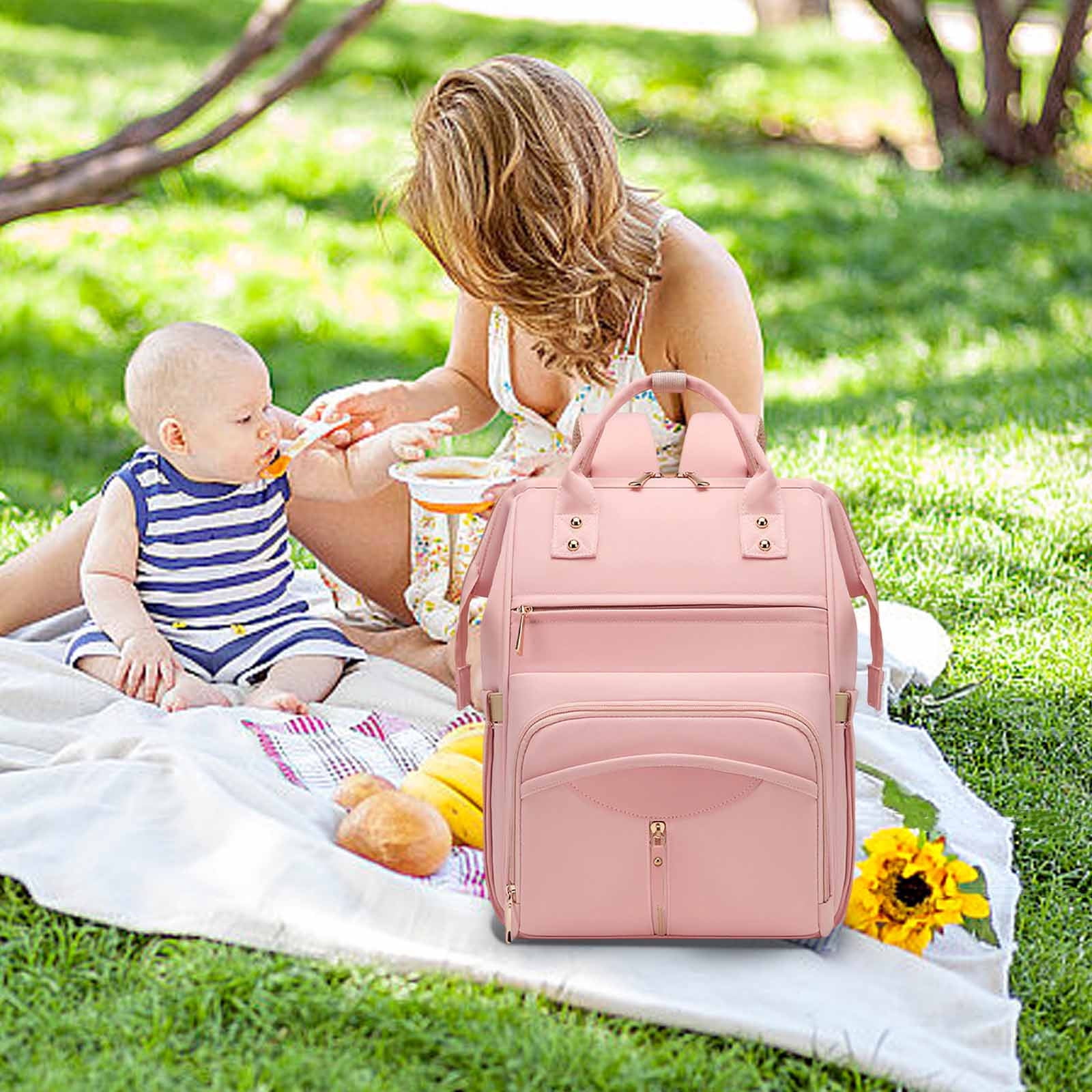 ZZkhGO Large Capacity Diaper Backpack, Waterproof Multifunctional Travel Bag, Baby Shower Gift with Stroller Straps