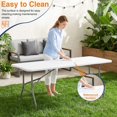 thumbnail image 3 of FDW 6 FT Outdoor Dining Table, Portable Plastic Table with Carrying Handle Perfect for Indoor, Outdoor, Party, Dining, Wedding, Events, Camping, White, 3 of 7