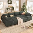 thumbnail image 1 of HONBAY Sectional Sofa Bed Corduroy Sleeper Set with Reversible Storage for Living Room, Green, 1 of 9