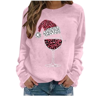 BLVB Christmas Sweatshirt for Women Crewneck Christmas Long Sleeve Shirt Holiday Party Pullover Tops