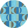 thumbnail image 1 of Ahgly Company Tapis Rond Lavable en Machine Intérieur Transitionnel Bleu Glacier, 3 Pieds Rond, 1 of 7
