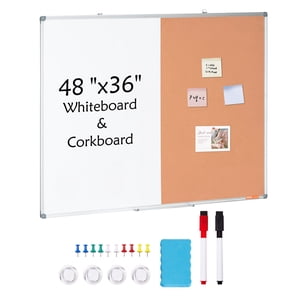 VEVOR 48x 36" Tableau blanc & Cork Board Combo avec cadre en aluminium pour la maison scolaire