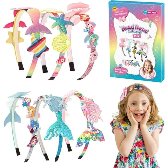 EASTIN DIY Headbands Making Kits for Girls Age 6-12 Hair Accessories Mermaid Toys Gifts for Girls 6 7 8 9 Year Old Art Crafts Set Hair Jewellery Gifts for Girly Girls Princess Presents