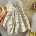 thumbnail image 2 of MEZZALL Robe à Manches Volantées pour Tout-Petites Filles, Imprimés de Fleurs Colorées, Robe de Danse et de Fête, 18-24 Mois, Jolie Robe d'Été pour Enfants, 2 of 4
