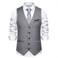 thumbnail image 1 of EGNMCR Débardeurs Homme Homme Uni Mode Rétro avec Poches Bouton Col en V Débardeurs Hauts Blouse, 1 of 9