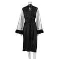 thumbnail image 3 of LSLJS Robe de Chambre en Soie Glacée pour Femmes, Mode, Couleur Unie, Manches en Maille Transparente, Nuisette Aguichant, Peignoirs Cadeaux pour Femmes, 3 of 8