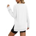thumbnail image 4 of Timegard Chandails pour Femmes Col Rond Fendu sur le Côté Chandail Ample Automne Hiver Manches Longues, 4 of 7