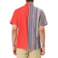 thumbnail image 3 of INSPIRE CHIC Men's Shirts Short Sleeve Summer Cotton Patchwork Button Down Shirts 2XL Red Purple, 3 of 6