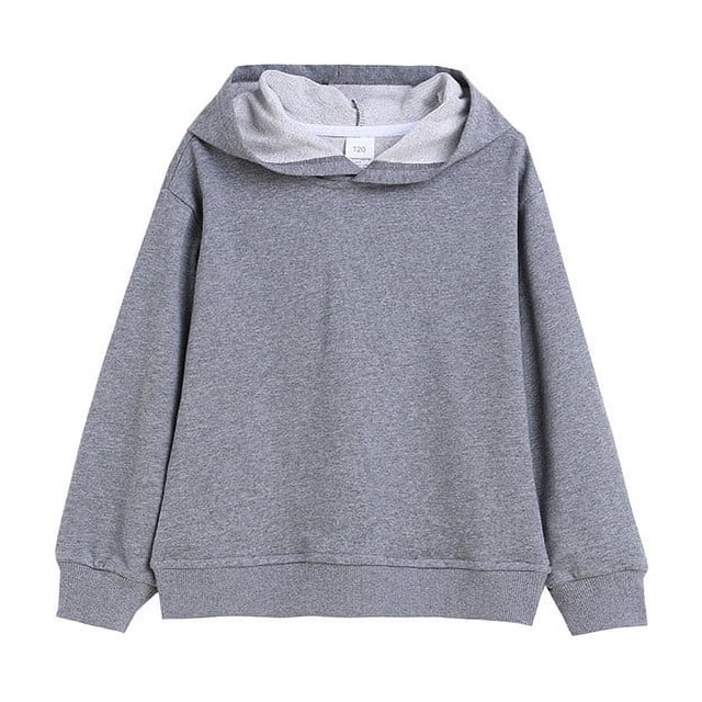 MeetoTime Girls Boys Cotton Oversized Hooded Sweatshirt Loose Solid Color Long Sleeve Pullover Top 2-12 Years