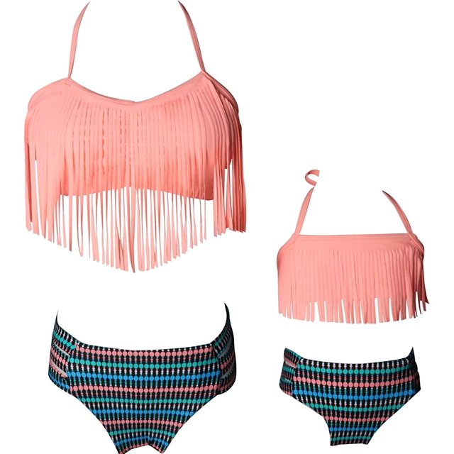 Girls Swimsuit High Waisted Two Pieces Bikini Set Swimwear Bathing Suits