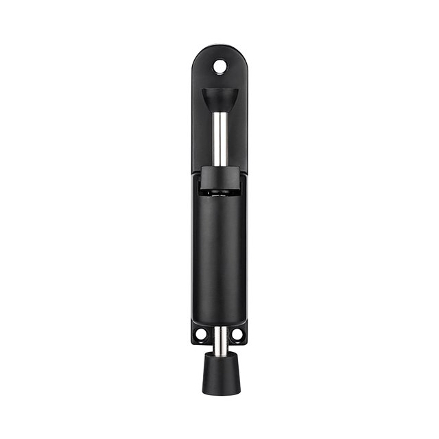 Kickdown Door Stop Spring Plunger, Heavy Duty Zinc Alloy Door Stopper Easy Install, Telescopic Door Holder for Garage Work Room with Soft Rubber Foot, Black