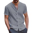 thumbnail image 1 of Button Down Shirts for Men Cargo Loose Pocket Size Short Sleeved Grey Beach Fall Clothes for Men size S, 1 of 8