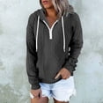 thumbnail image 2 of Besolor Womens Fall Fashion Quarter Zip Hoodies Sweatshirts Casual Long Sleeve Solid Color V Neck Drawstring Pullover Tops, 2 of 6