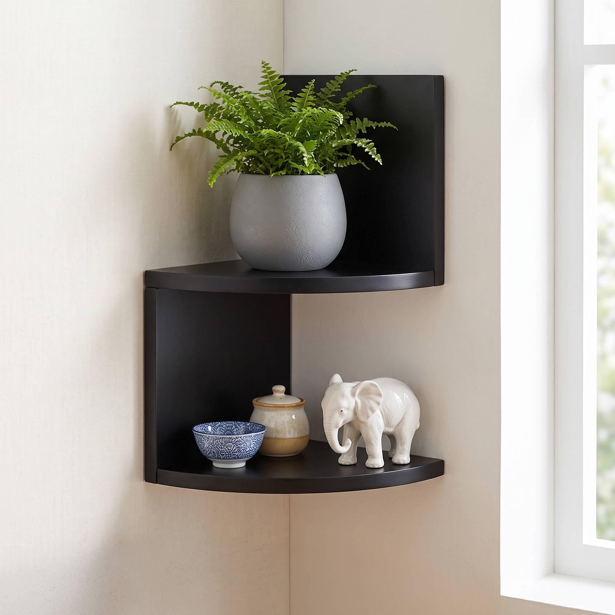 hometrends Black Corner Shelf Set