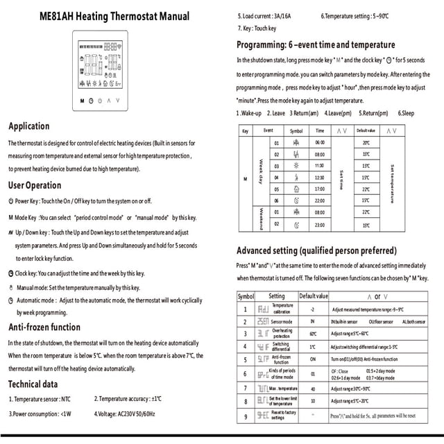 Smart Thermostat WiFi LCD Display Temperature Controller Wireless Remote Control Thermostat, 16A, WiFi