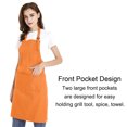 thumbnail image 3 of (Price/each)Opromo Unisex Cotton Canvas Adjustable Chef Kitchen Aprons with 2 Pockets-Orange-XL, 3 of 7