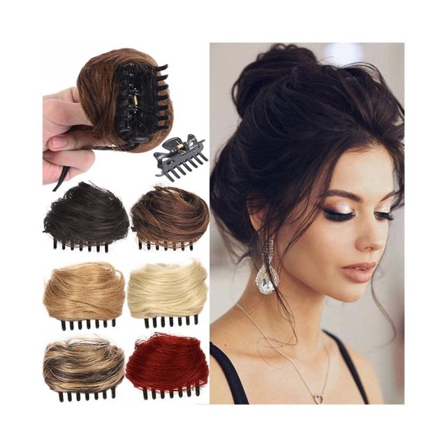 Postiches Chignon Spatial Mini Pince à Griffes Chignon Cheveux Oreilles de Chat Décoiffées Extension de Cheveux Beigne Chignon