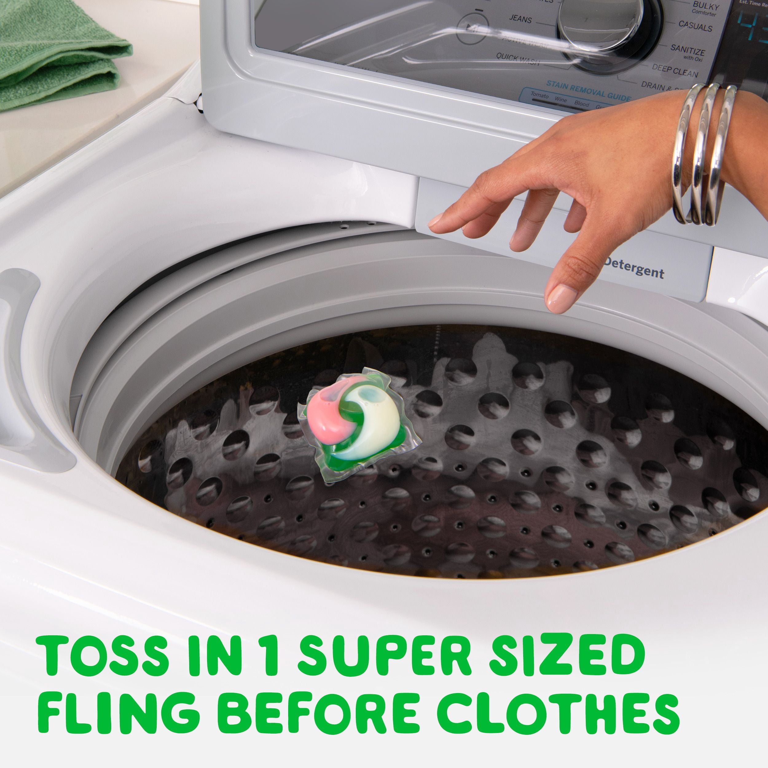 Gain Super Flings Laundry Detergent Pacs, Hibiscus Hula scent, irresistibly clean and fresh washing detergent laundry soap pacs, 45 Count