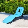 thumbnail image 4 of Topbuy Chaise Longue de Plage Pliante d'Extérieur - Ensemble de 1, Turquoise, 4 of 10
