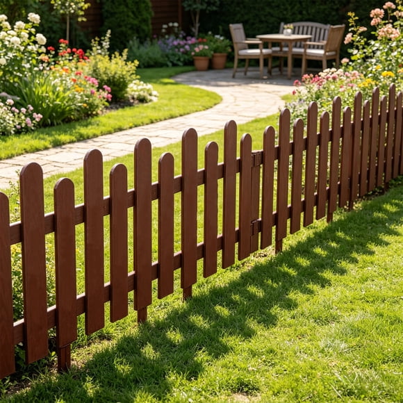 Werulen High Low Style Yard Fence Panels, Small Garden Border Fencing Flower Beds, Residential Mini Fence Lawn Edging, Decorative Low Profile Garden Barrier, Picket Style Yard Fence Landscaping