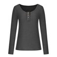 thumbnail image 3 of AherBiu Hauts à Manches Longues pour Femmes, Côtelés, Extensibles, Ajustés, Col Rond, Couche de Base, T-Shirts, Tunique, Chemisier, 3 of 7