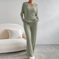 thumbnail image 1 of Ensembles de Survêtements pour Femmes Manches Longues Col Rond Haut Pantalon Grand Ensemble Deux Pièces Tenue de Détente Assortie avec Poches Vert Armée TTG, 1 of 6