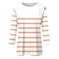 thumbnail image 5 of Lenpel Hauts à Manches 3/4 pour Femmes Tendance à Rayures Col Rond Grande Taille Tuniques T-Shirts Décontractés Blouses, 5 of 5