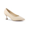 thumbnail image 1 of BLISSFUL STEP Escarpins pour Femmes à Bout Pointu à Talon Aiguille à Enfiler Chaussures à Talon Moyen Beige 8,5, 1 of 8