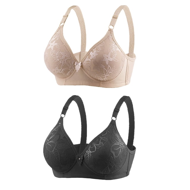 Timegard 2 Pc Bras Summer for Women Adjustable Strap Lace Full Coverage Wirefree Comfortable Everyday Bra