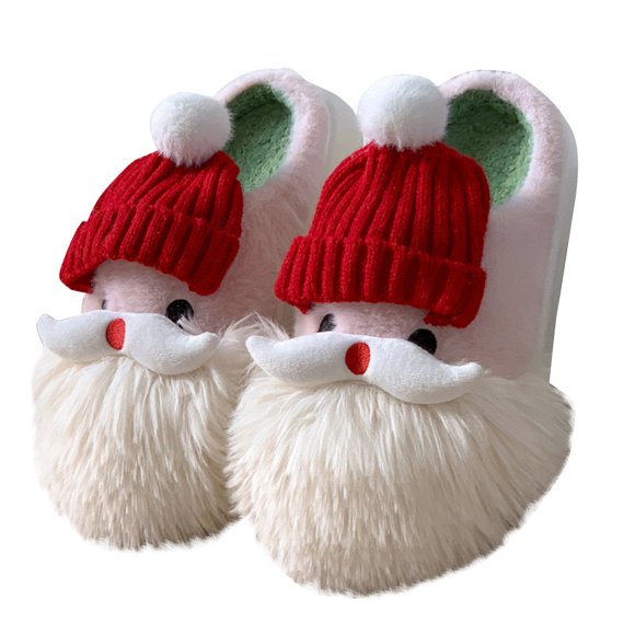 NOKIO 3D Santa Claus Christmas Slippers for Women - Plush Winter House Shoes with Fuzzy Warm đť–«ining, Cozđť—’ Holiday Home Slippers Non-Slip Indoor Footwear