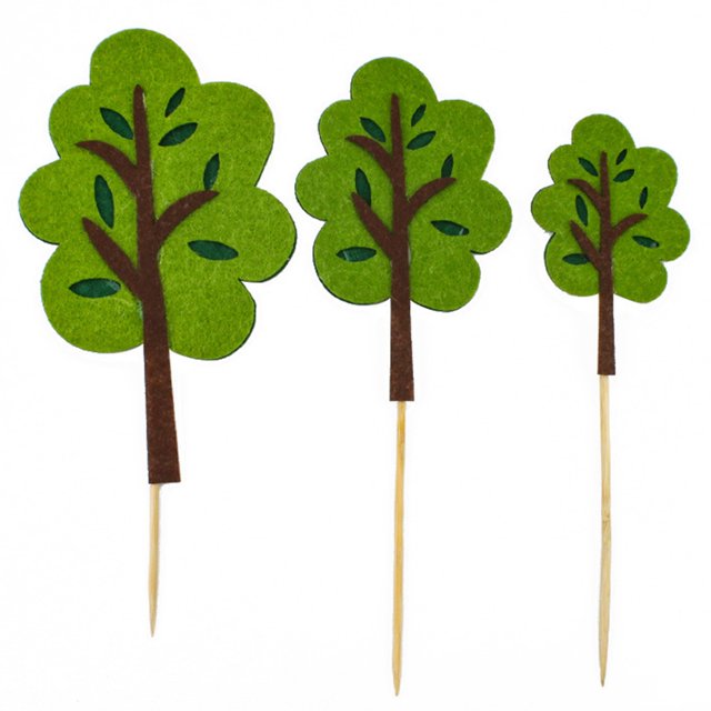 Coxeer Cake Topper Set Felt Plant Cute Cake Pick Cupcake Decoration Stick for Birthday