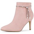 thumbnail image 1 of Unique Bargains Women's Rhinestone Pointed Toe Stiletto Heel Ankle Boot, 1 of 7