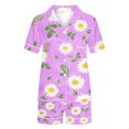 thumbnail image 4 of Jamicy Pyjama Super Doux pour Femmes Mode Décontractée Imprimé Haut à Manches Courtes à Col à Revers avec Short Ample Confortable Ensemble de Pyjama pour la Maison, 4 of 4